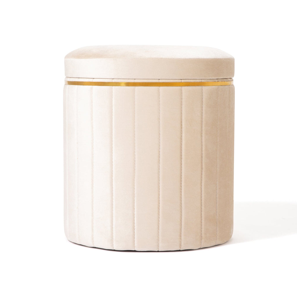 Tabouret d'appoint rembourré couleur ivoire