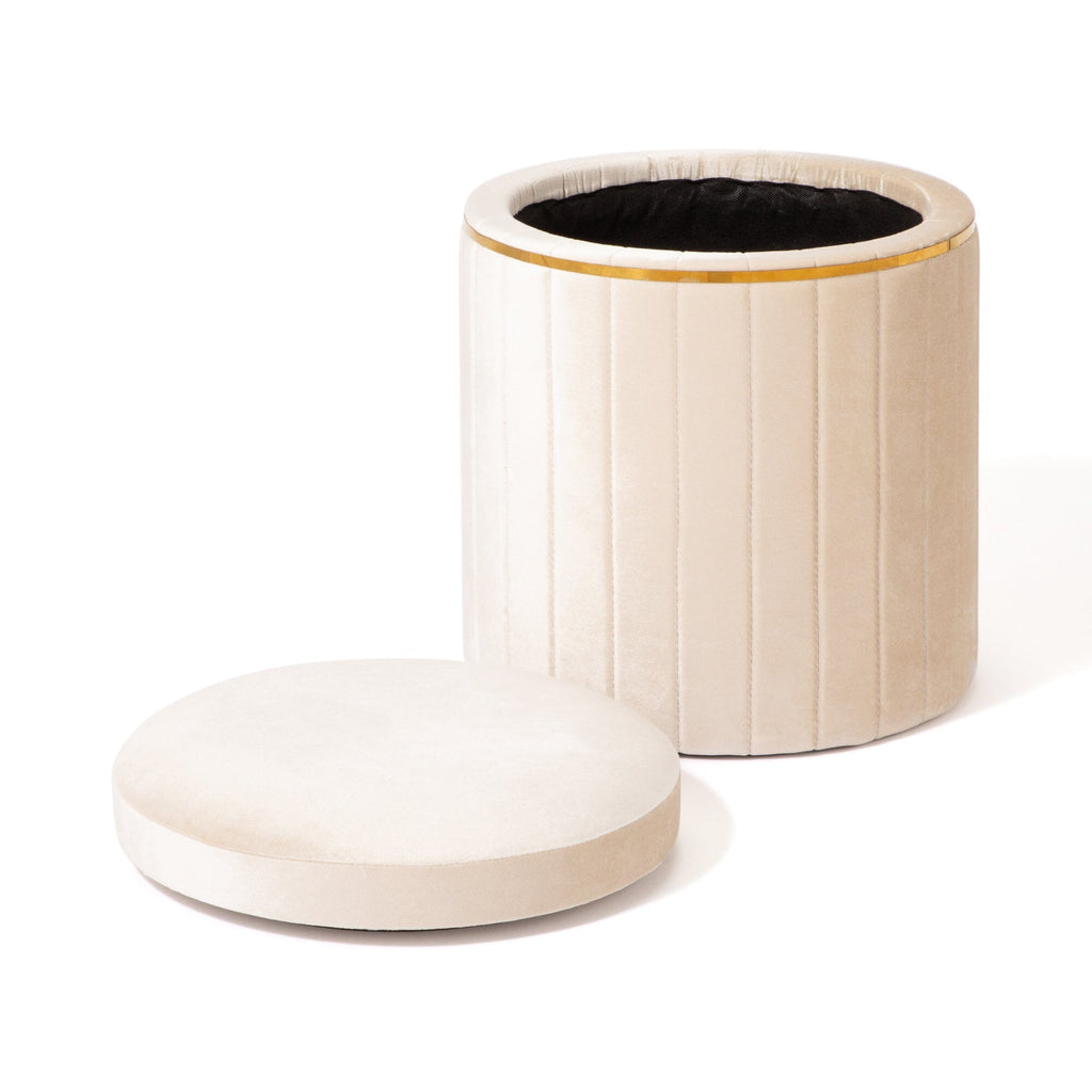 Tabouret d'appoint rembourré couleur ivoire
