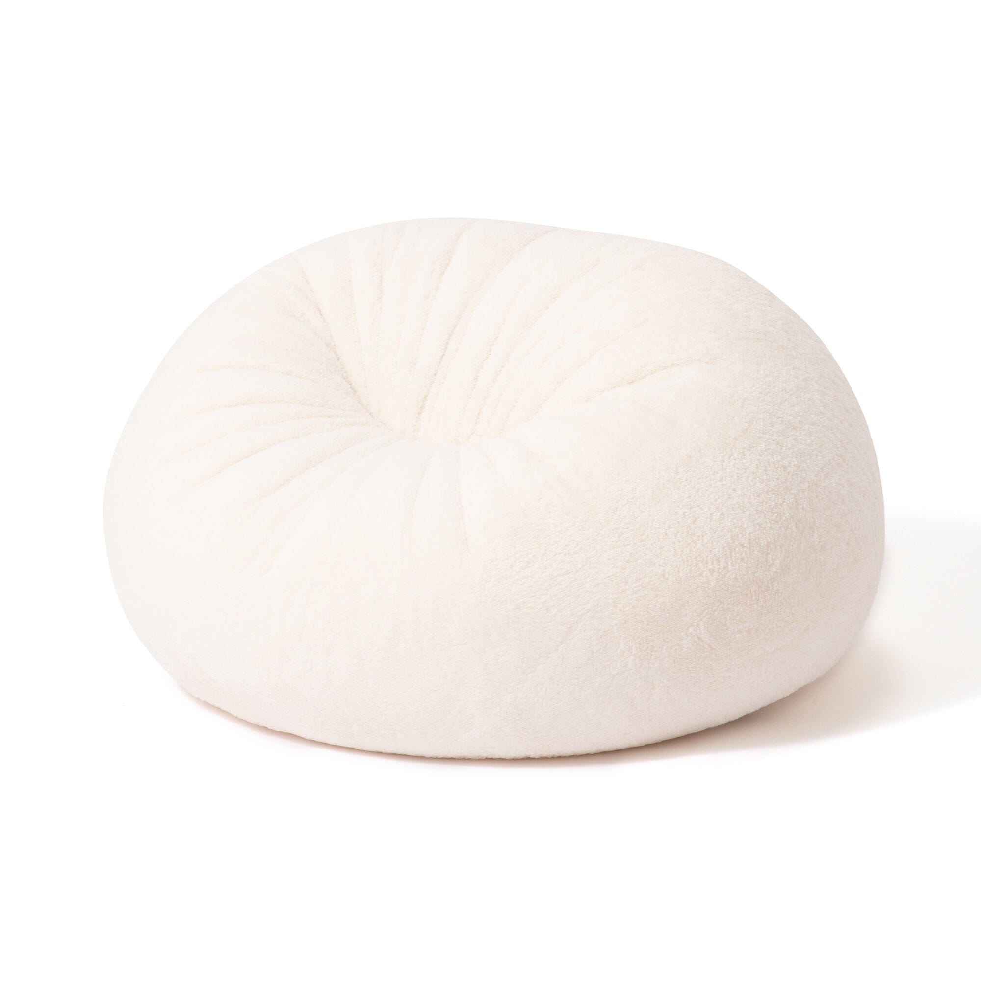 Canapé pouf en fausse fourrure de caniche – Ivoire