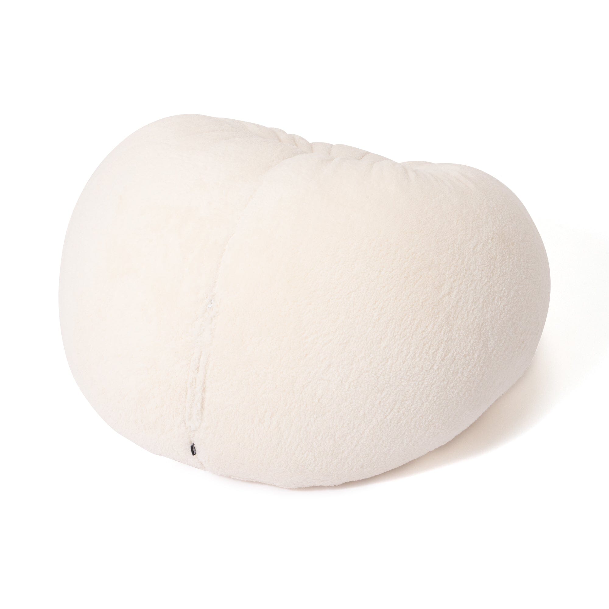 Canapé pouf en fausse fourrure de caniche – Ivoire