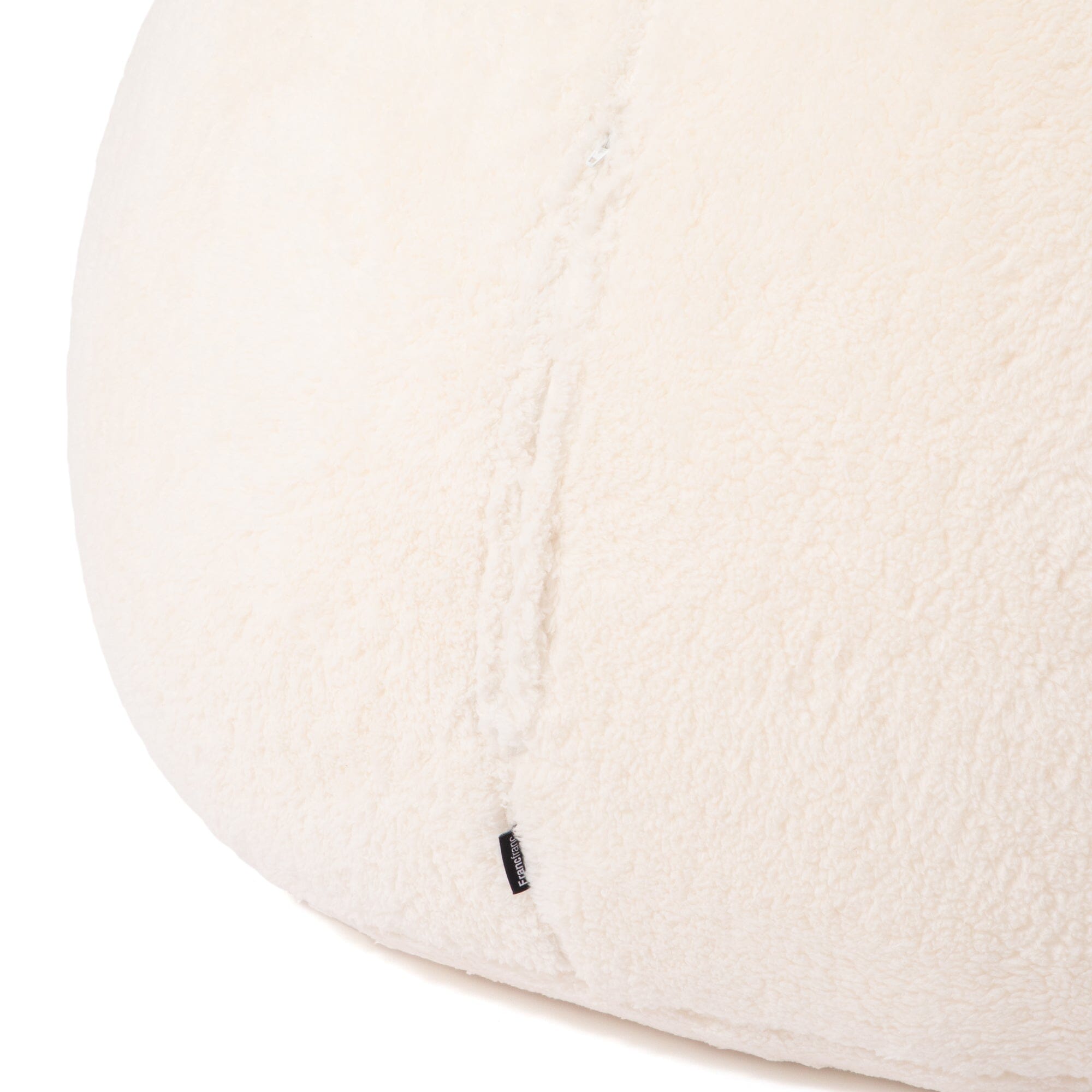 Canapé pouf en fausse fourrure de caniche – Ivoire