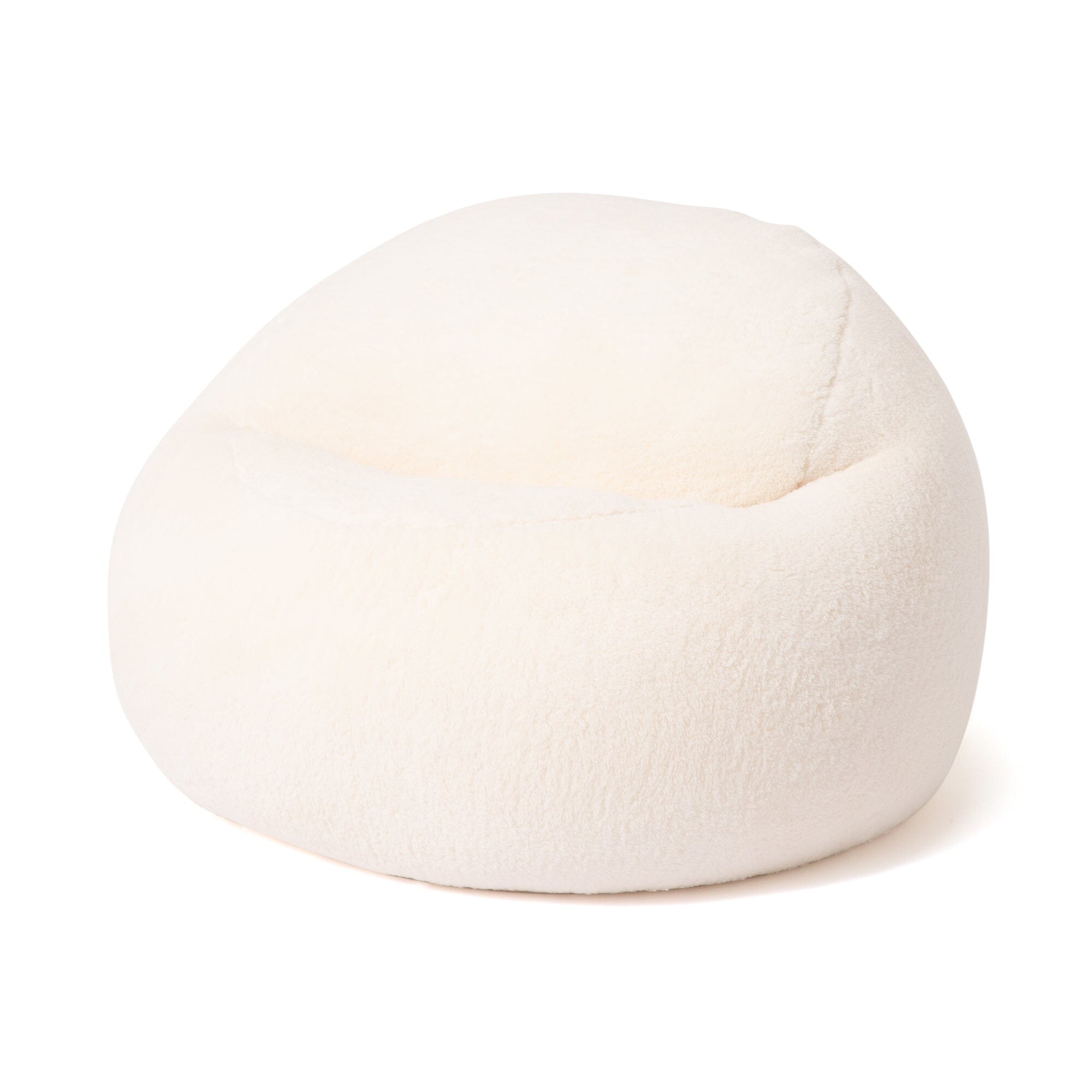 Canapé pouf en fausse fourrure de caniche – Ivoire