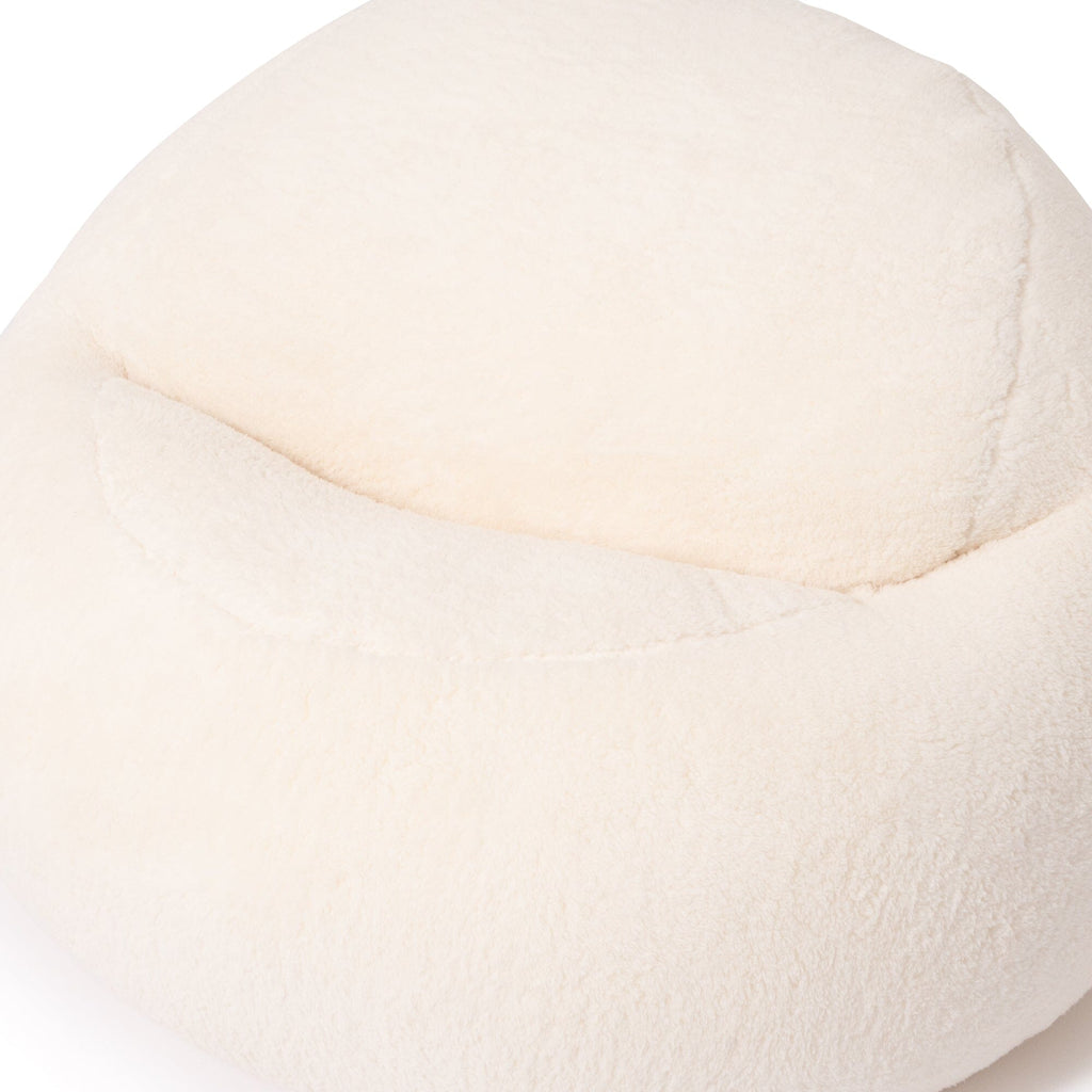 Canapé pouf en fausse fourrure de caniche – Ivoire