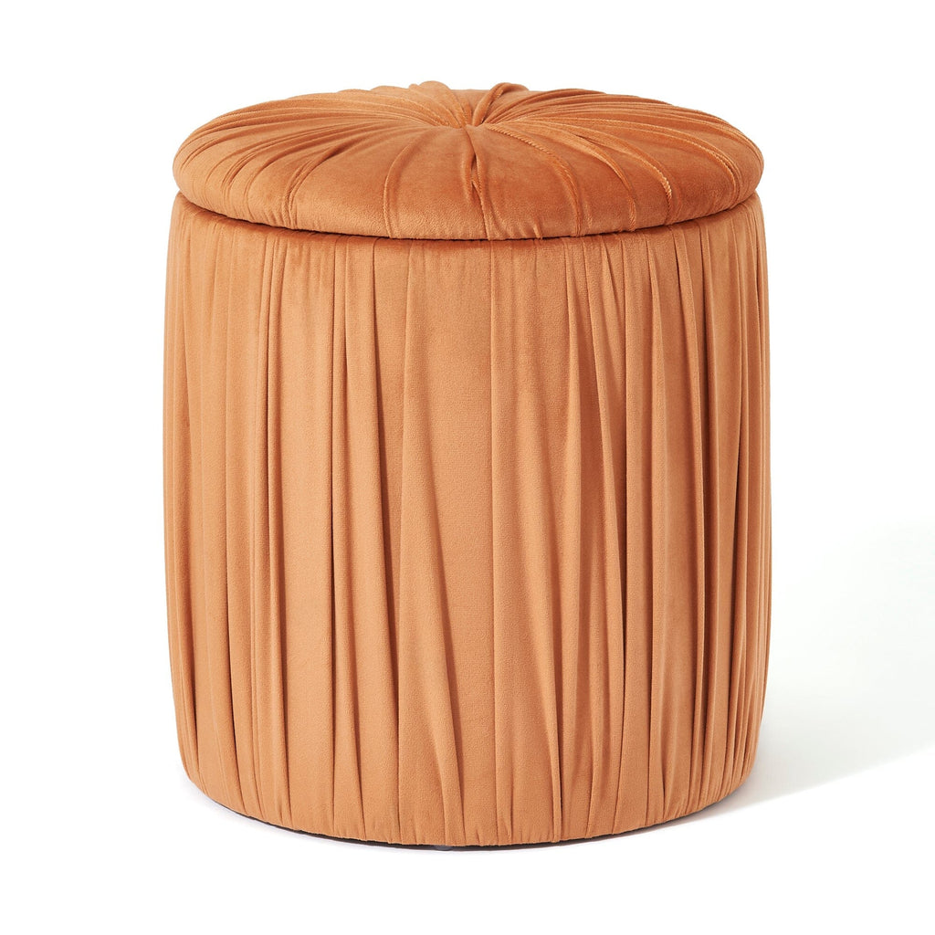Tabouret d'appoint plissé texturé orange