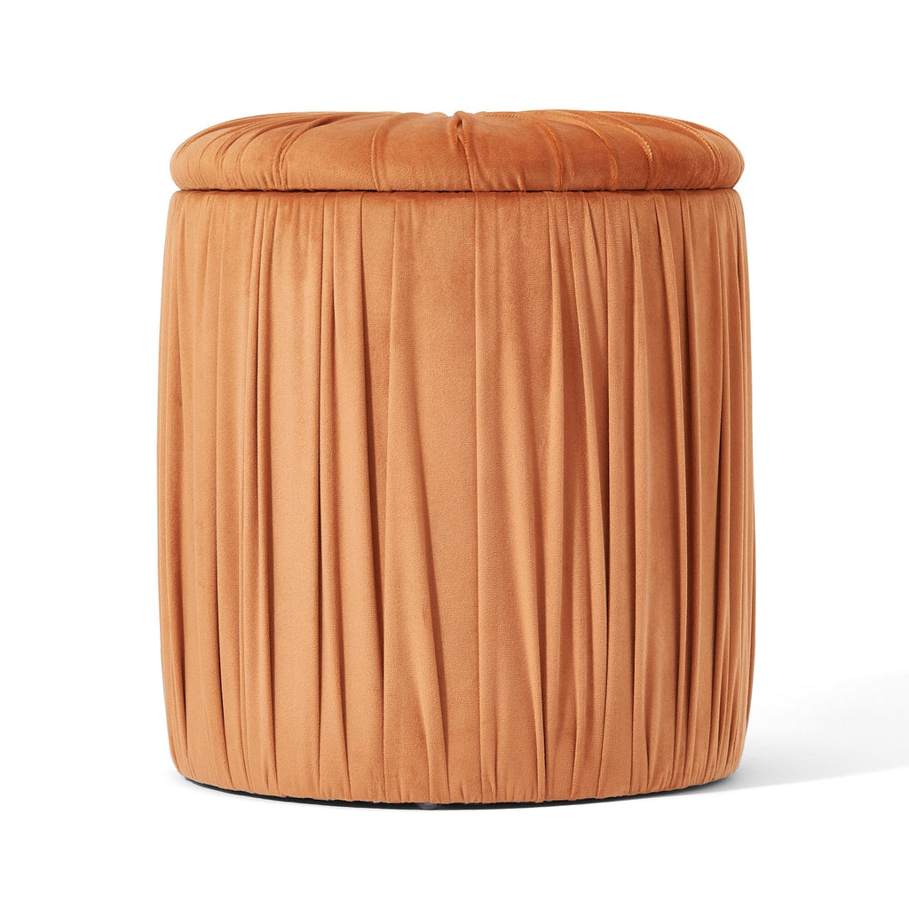 Tabouret d'appoint plissé texturé orange