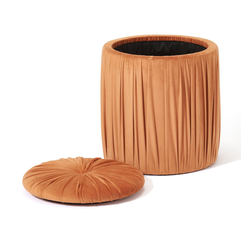 Tabouret d'appoint plissé texturé orange