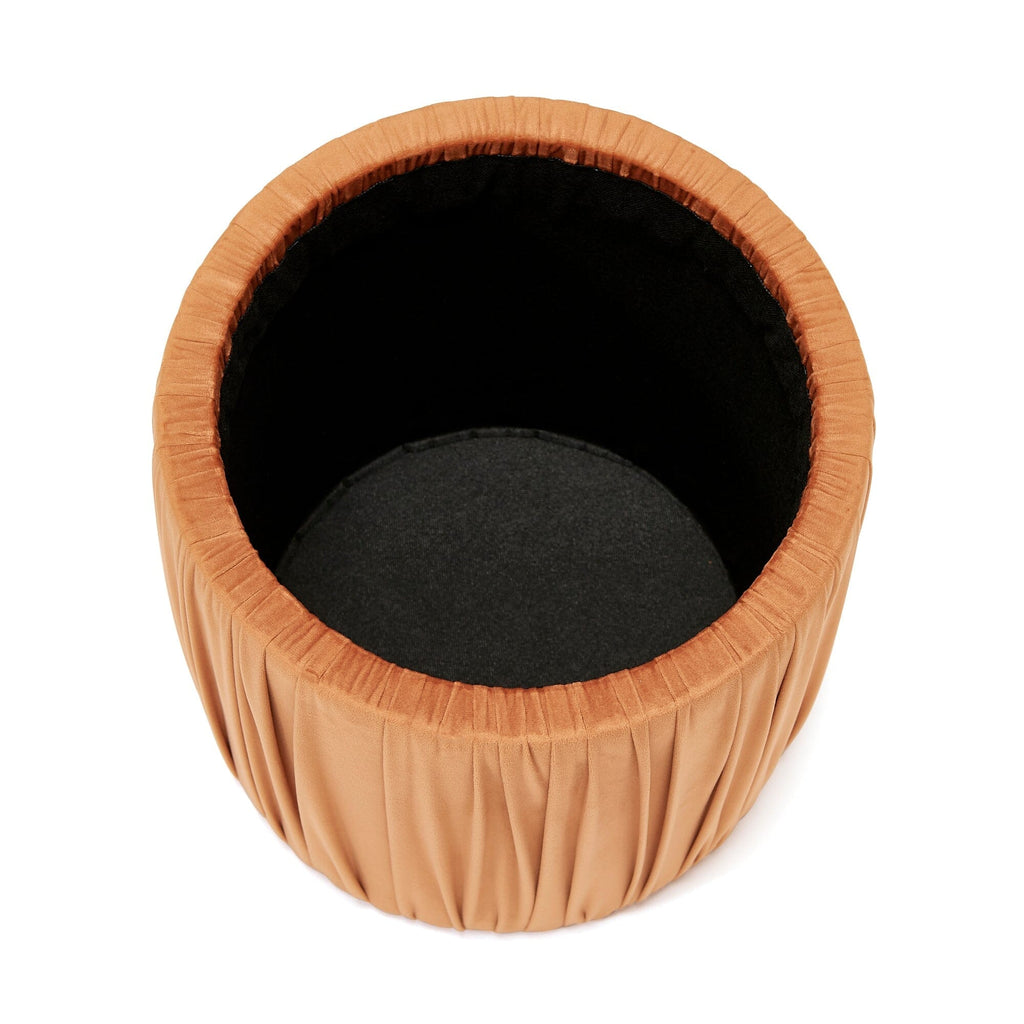 Tabouret d'appoint plissé texturé orange