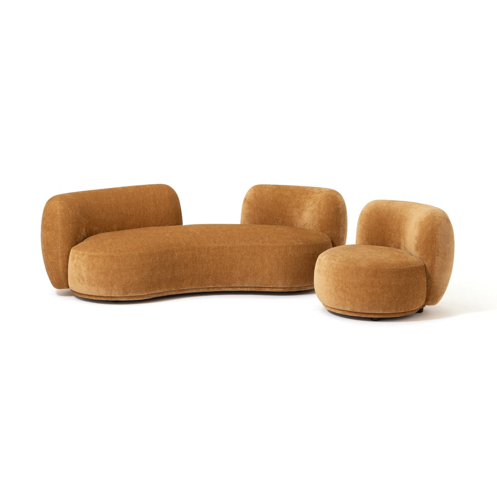 Canapé 3 places en tissu jaune