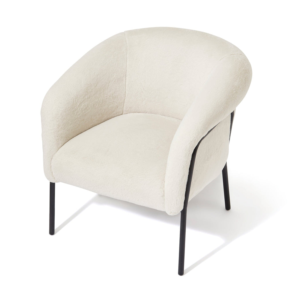 Fauteuil Beige et Noir en Peluche