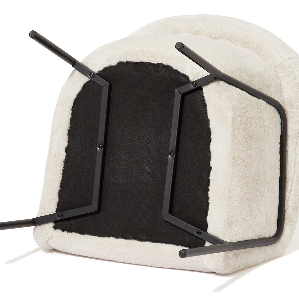Fauteuil Beige et Noir en Peluche
