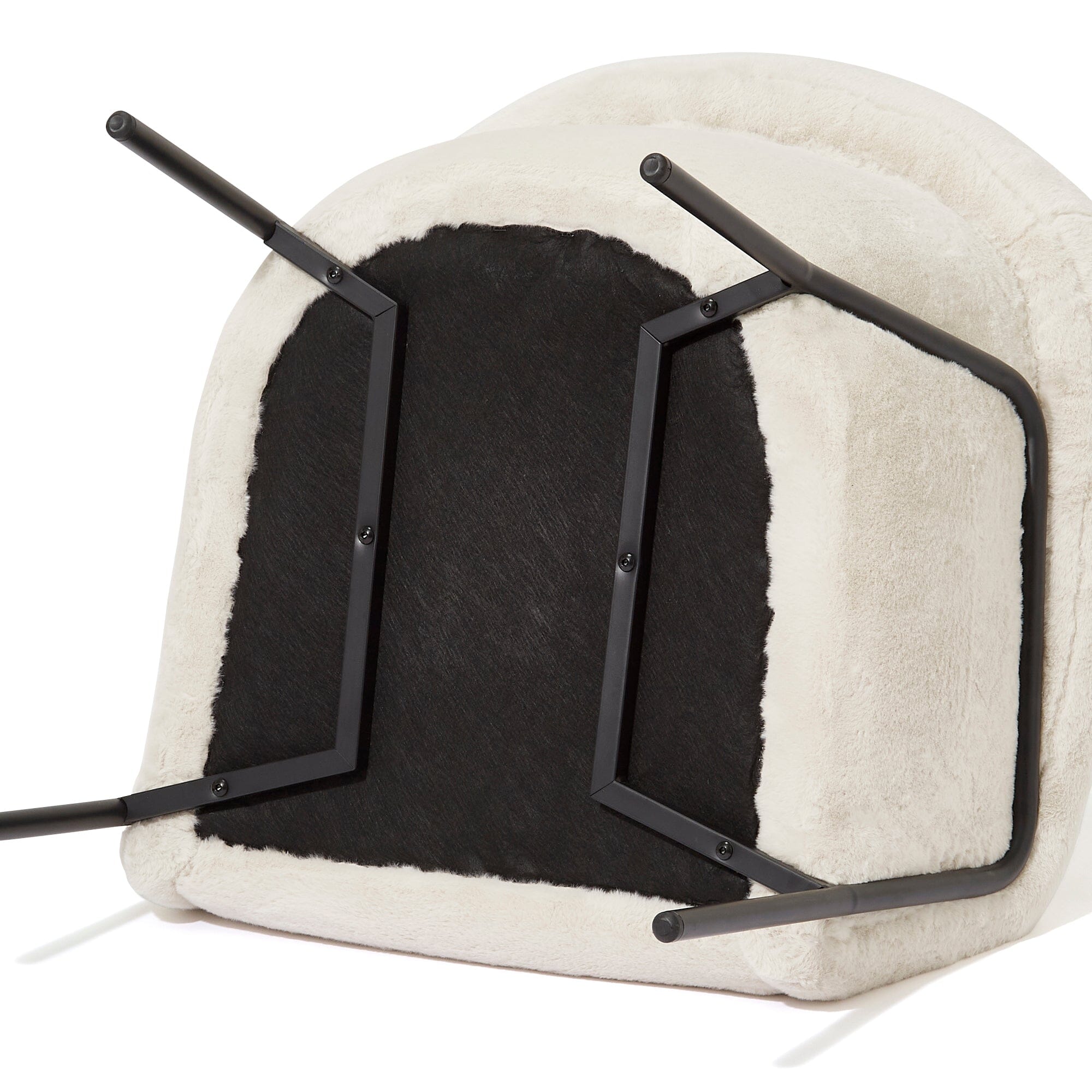 Fauteuil Beige et Noir en Peluche