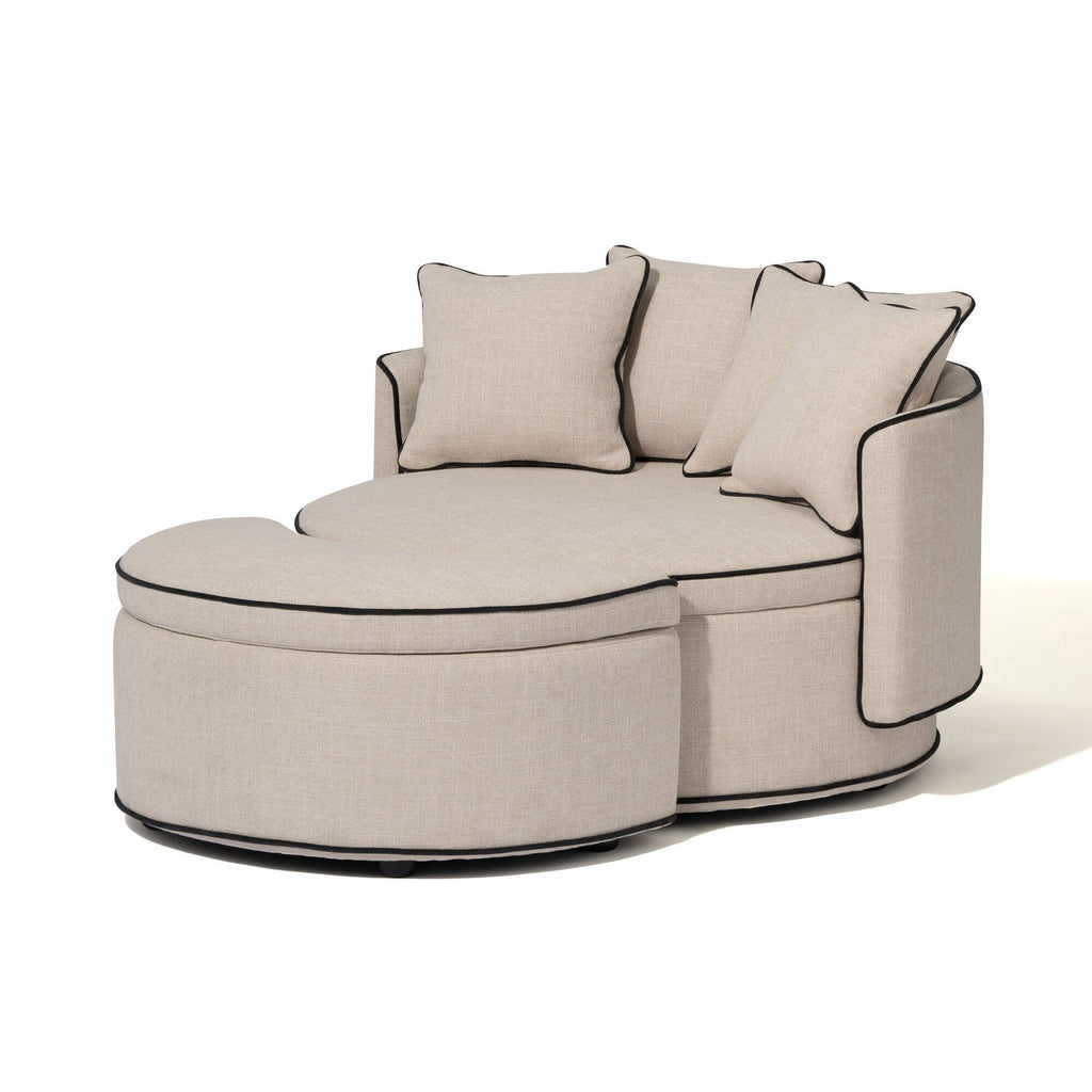 Repose-pieds rembourré beige clair
