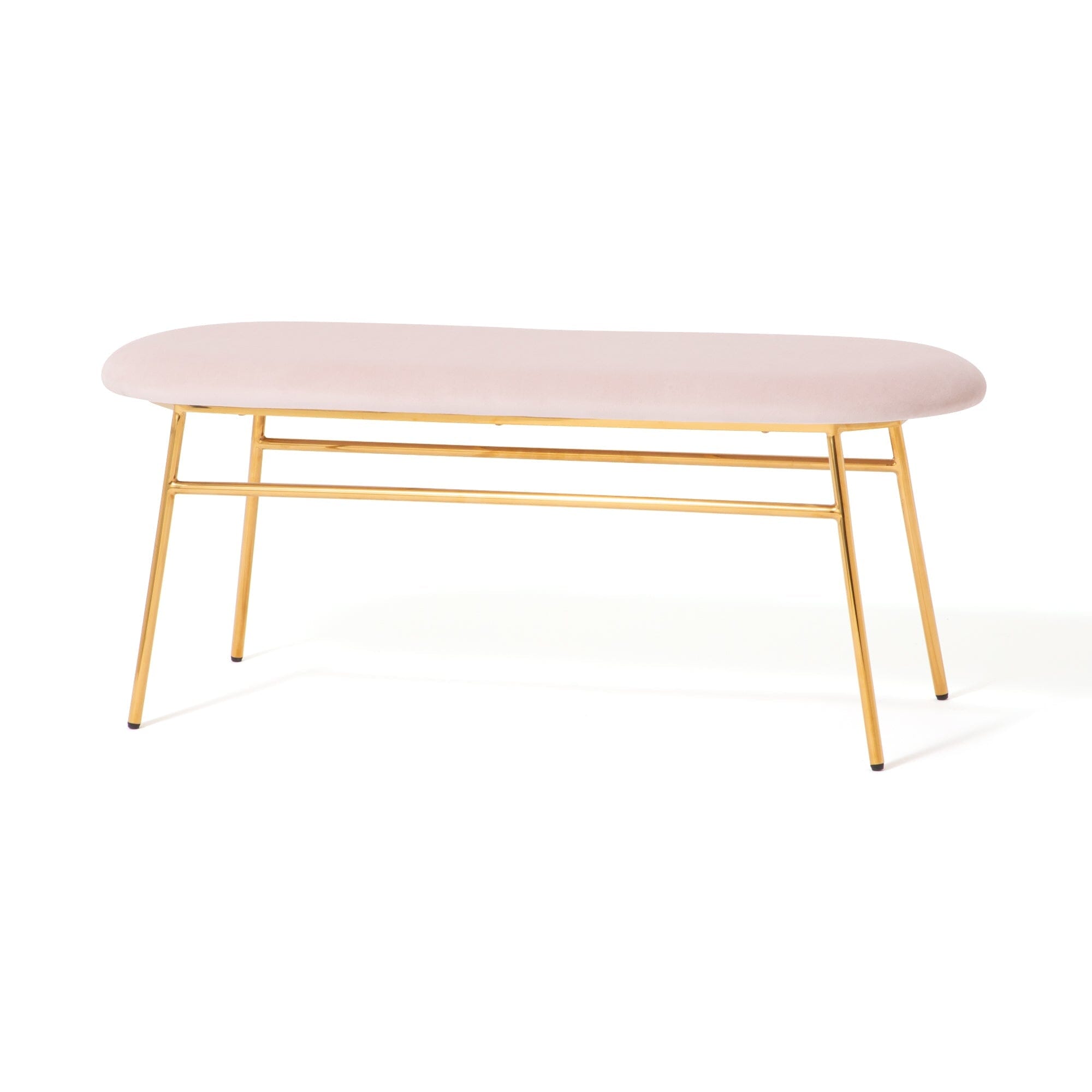 Banc d'appoint rembourré rose et doré