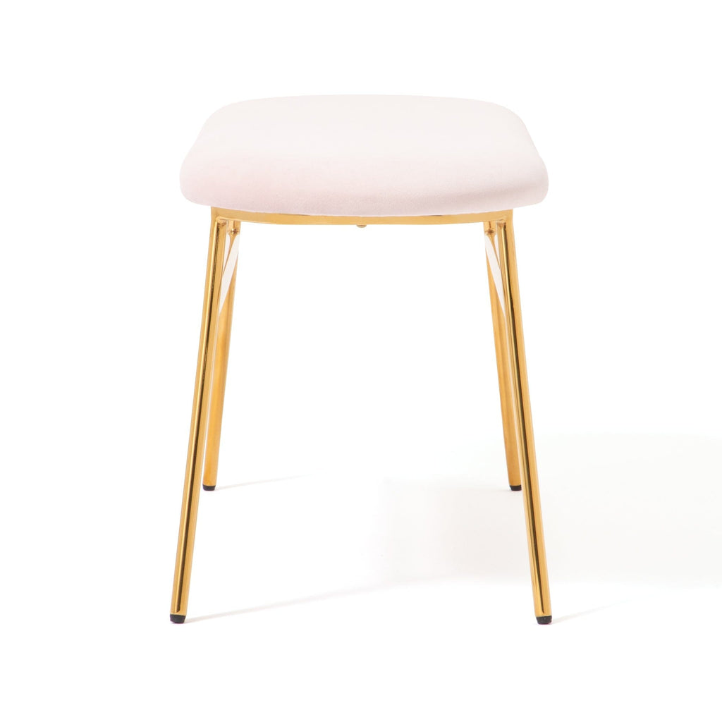 Banc d'appoint rembourré rose et doré