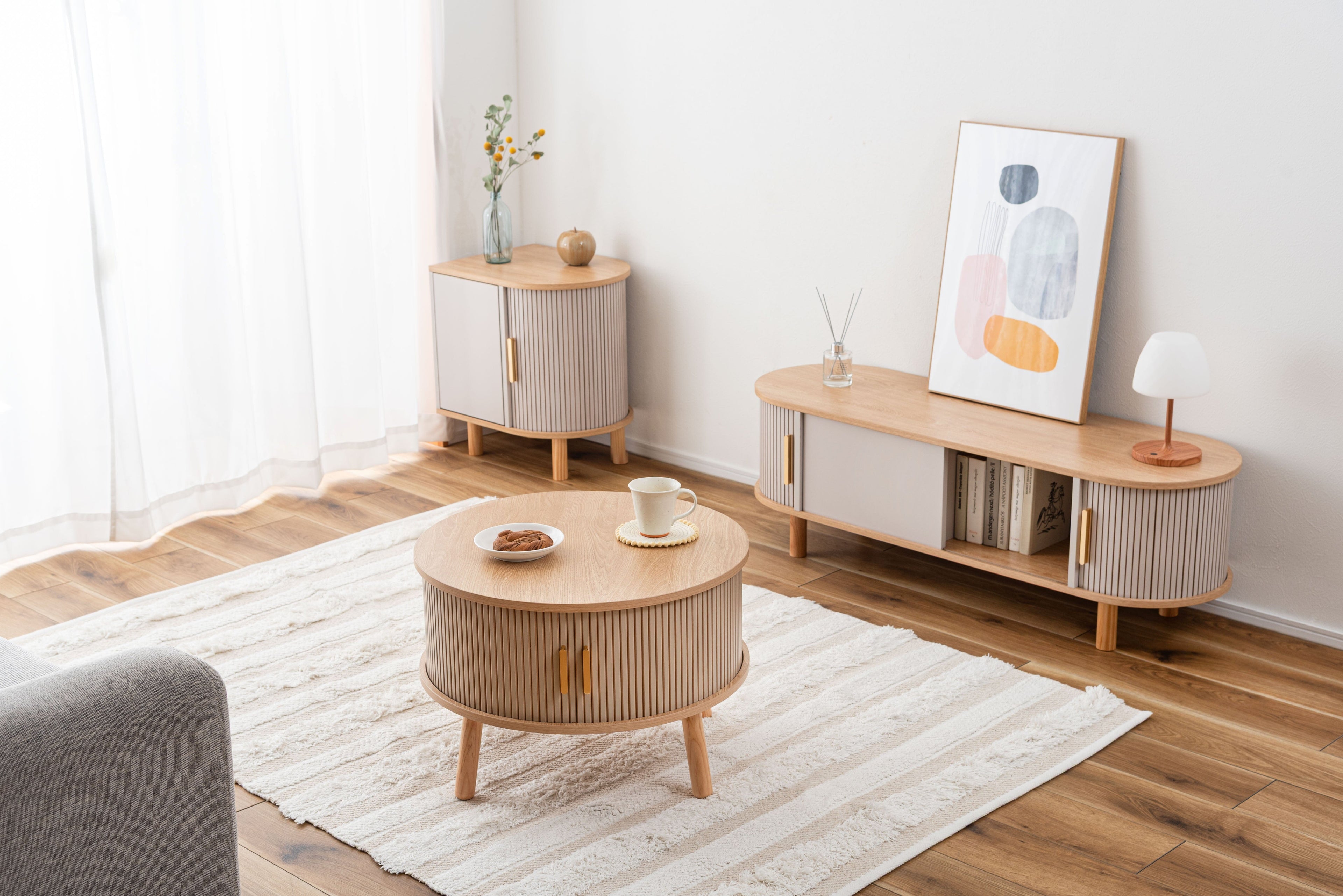 Meuble de rangement latéral beige