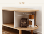 Meuble TV bas beige avec compartiments de rangement