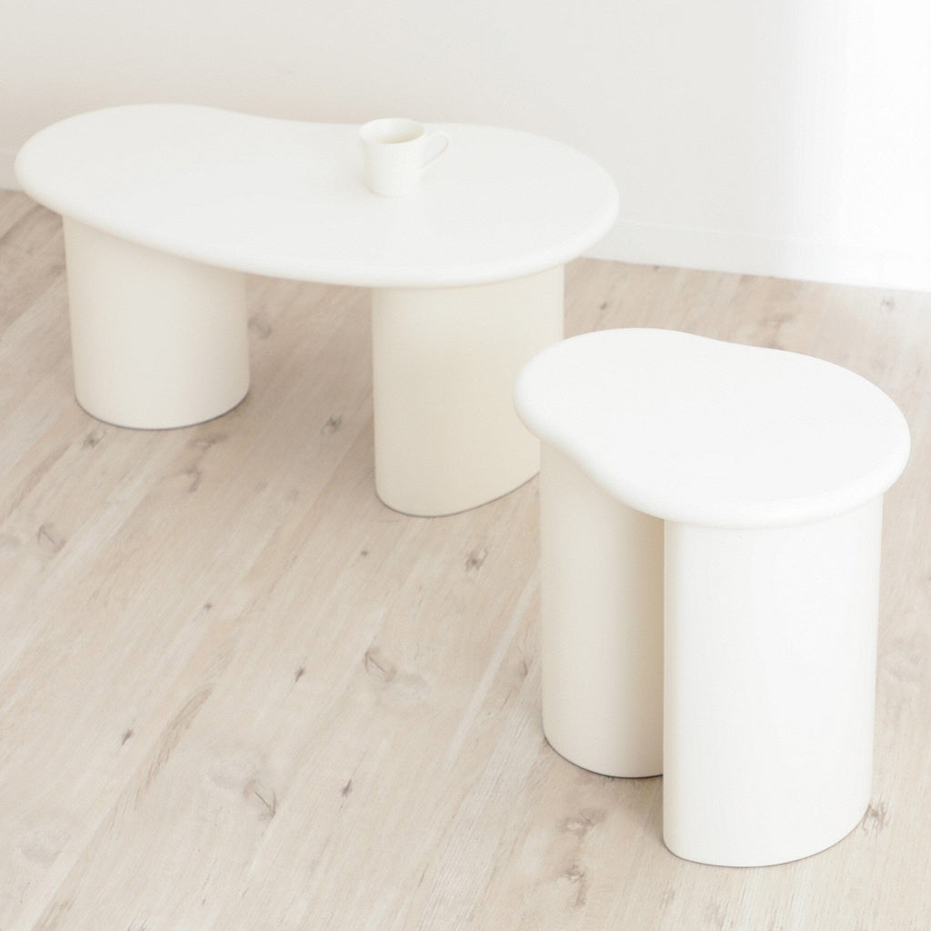 Table basse ovale blanche