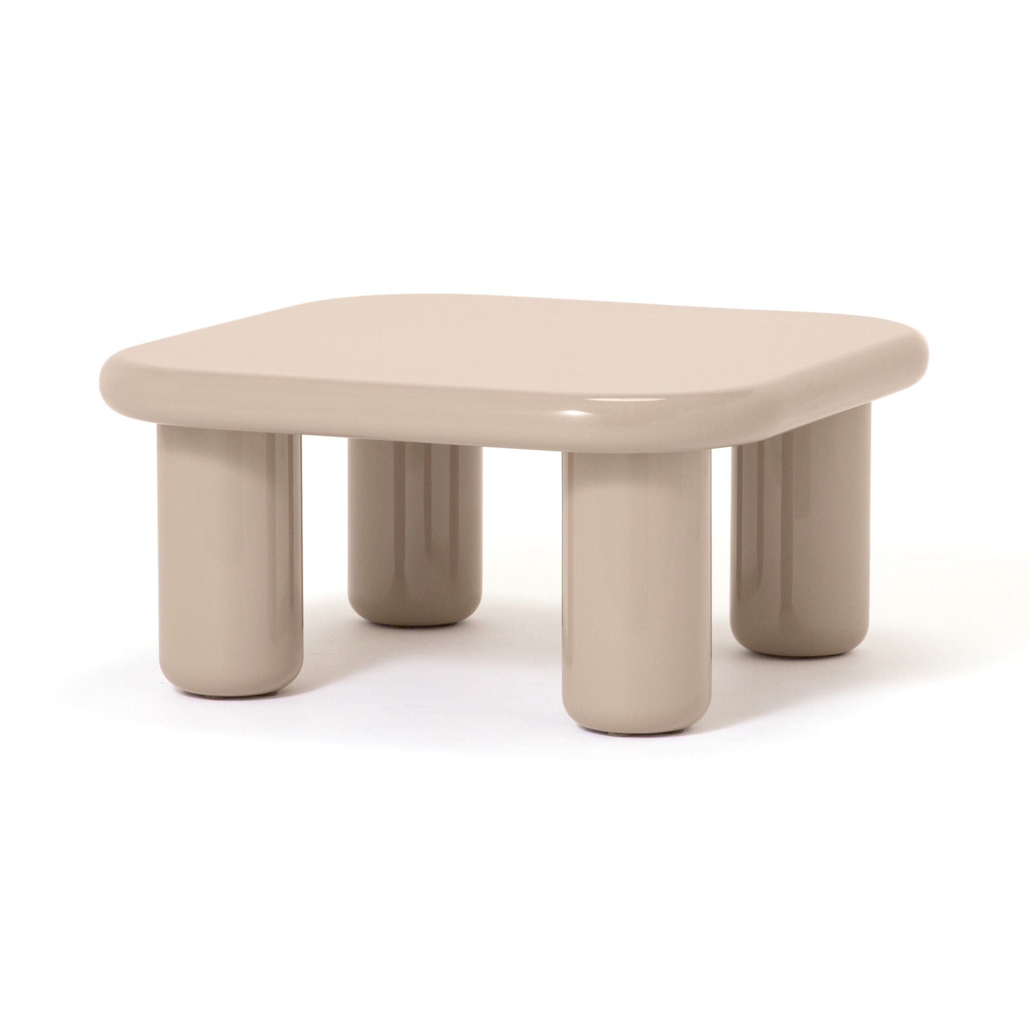 Table basse ronde à facettes beige