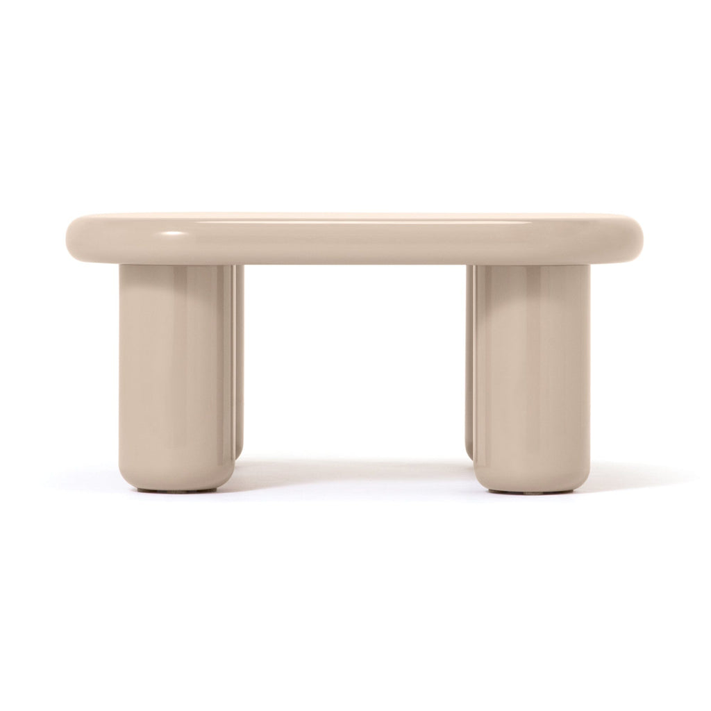 Table basse ronde à facettes beige