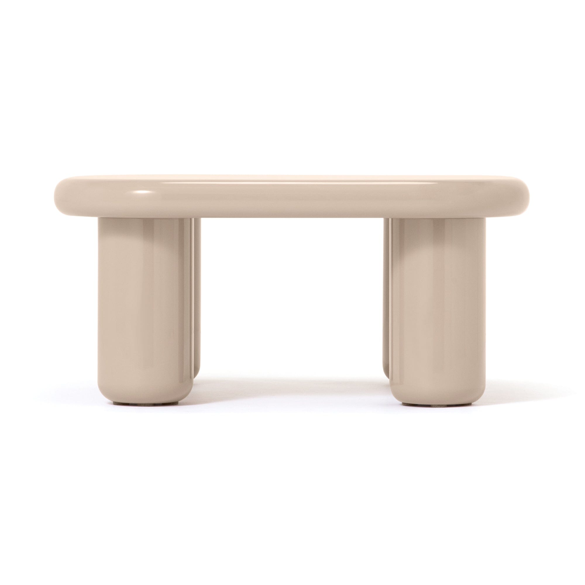 Table basse ronde à facettes beige