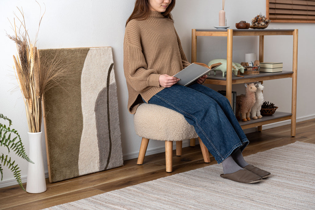 Tabouret moelleux beige clair