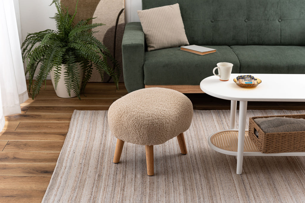 Tabouret moelleux beige clair