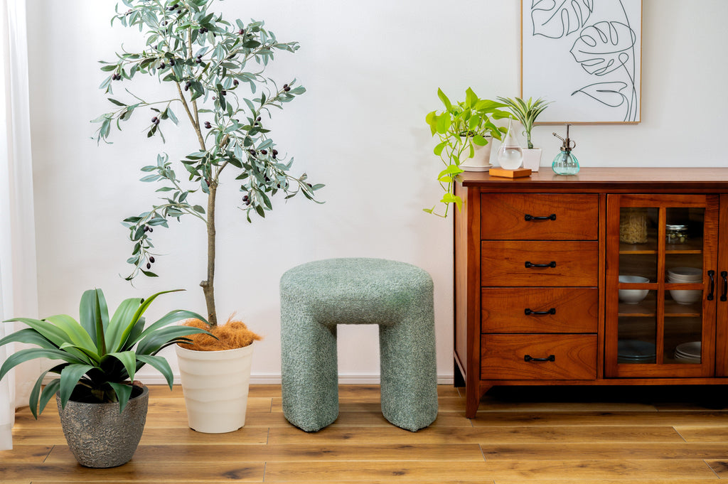 Tabouret rembourré vert