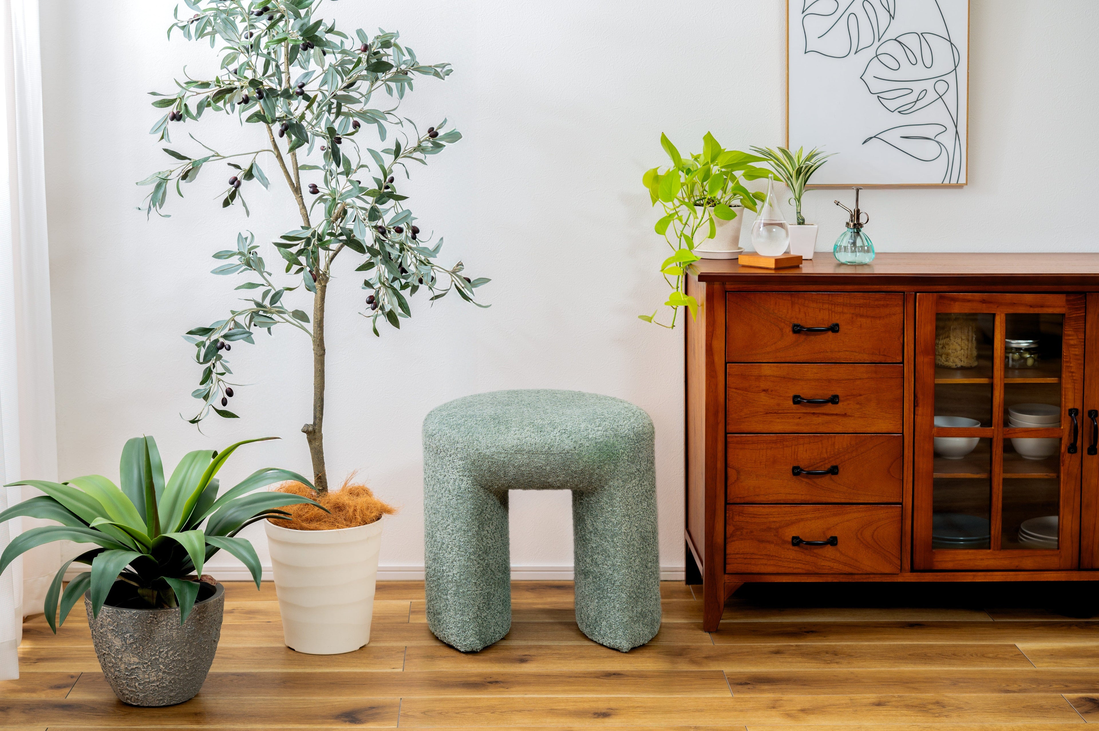 Tabouret rembourré vert